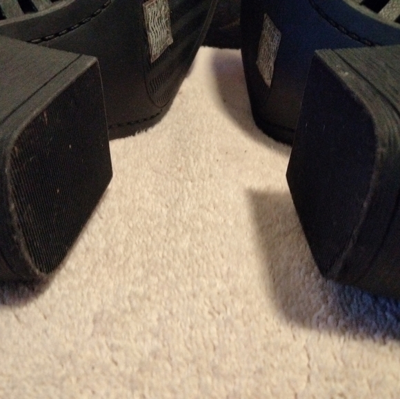 Forever 21 Chunky Block Heel Mule Pointy Toe Black Strapped 7 - Picture 7 of 9